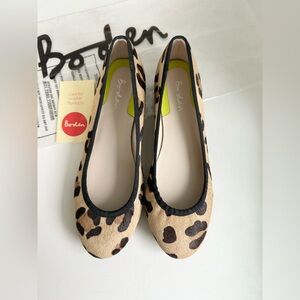 NEW Boden Leopard Calf Hair Round Toe Ballet Flats Size 38 US 7.5 NWOB